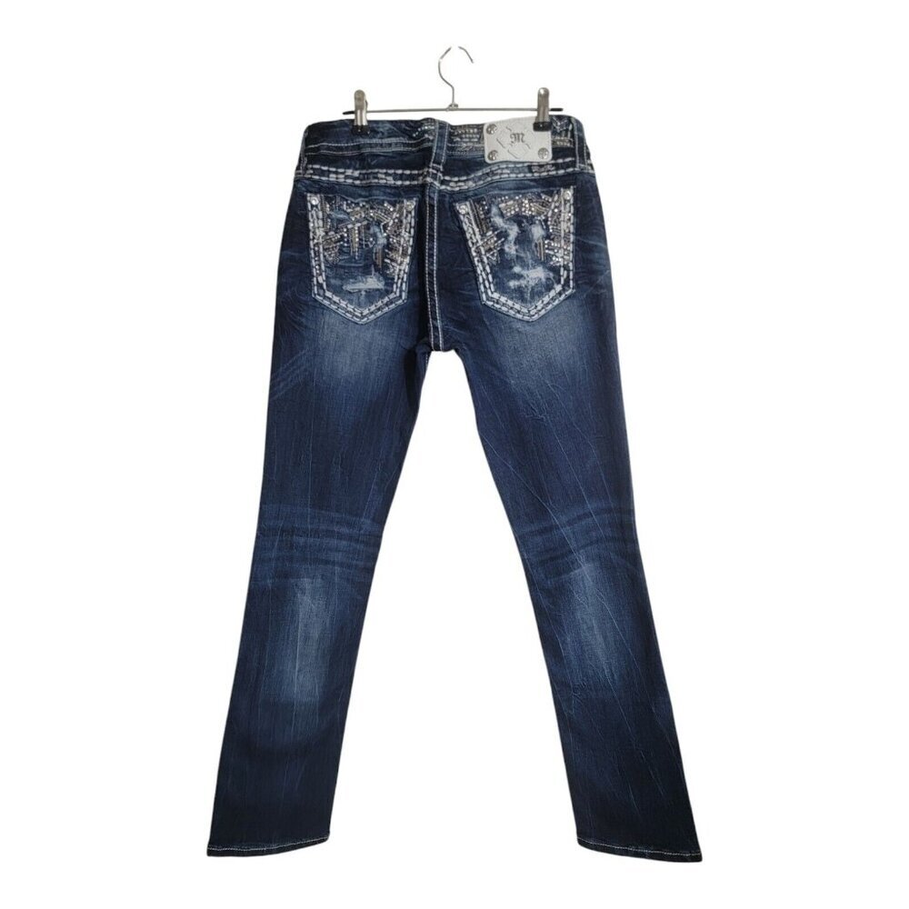 Miss Me Jeans Women 28 Signature Straight Western Denim Y2K Distressed Boho